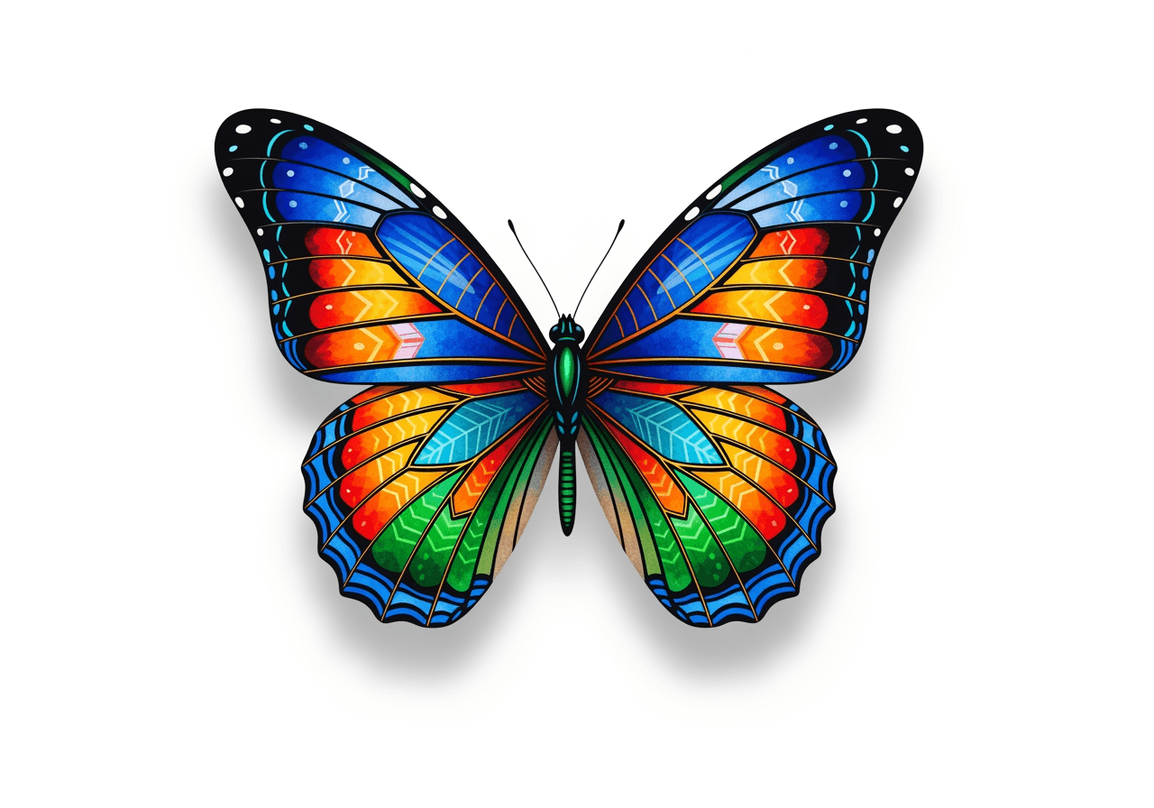 Clipart di farfalla vibrante con intricati disegni sulle ali