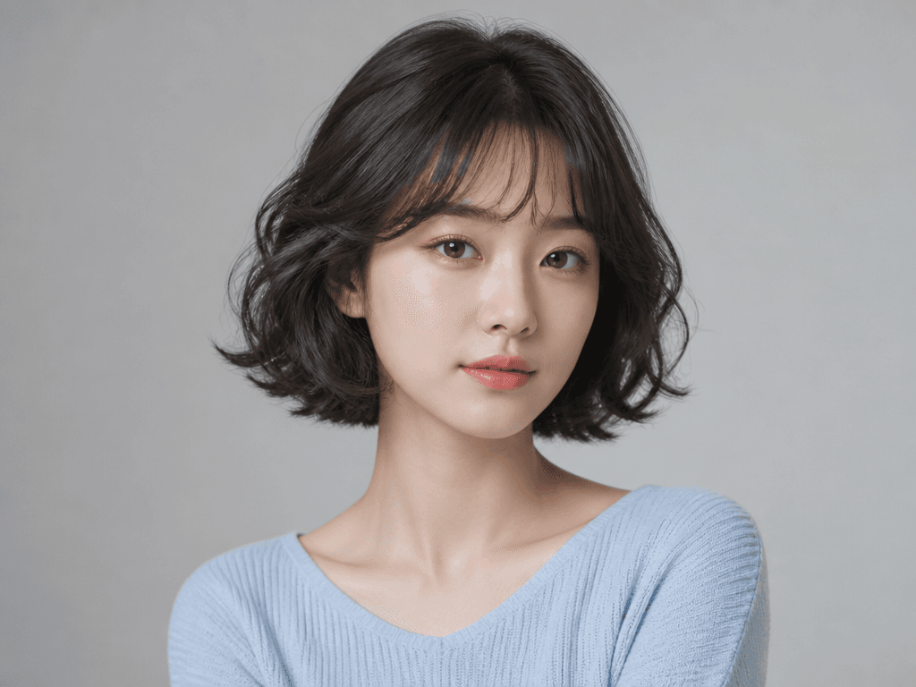 단발머리 펌 스타일
