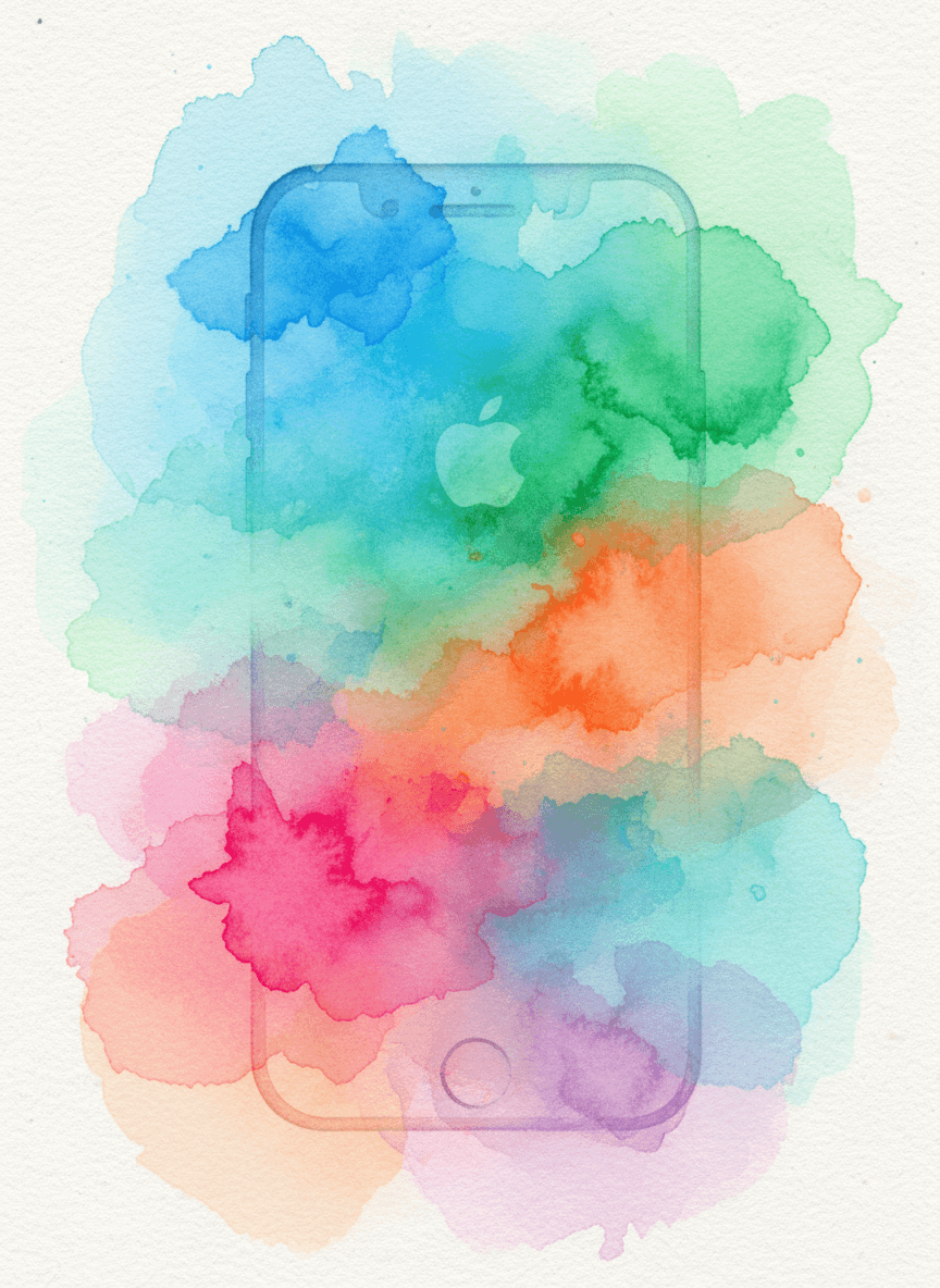 수채화 스타일 아이폰 목업 일러스트레이션
