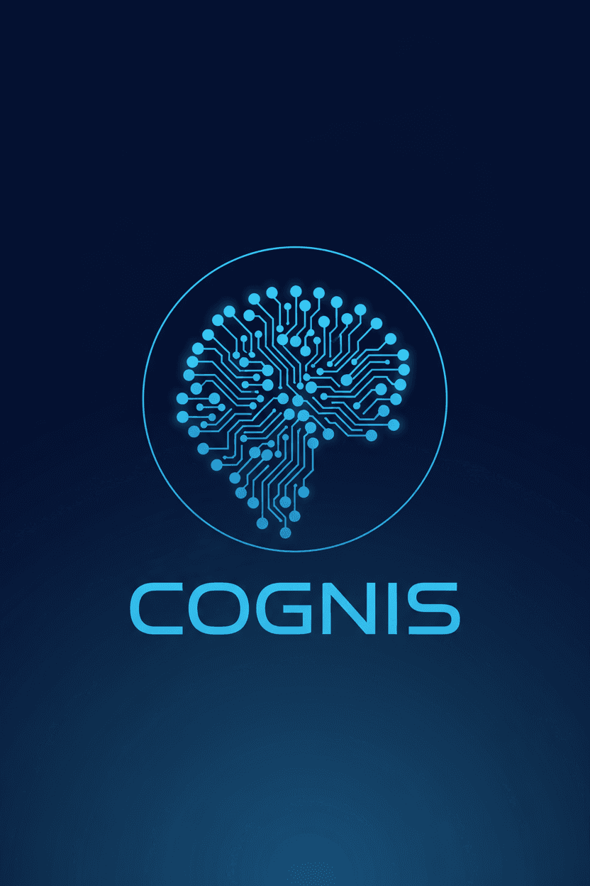 뇌 네트워크를 형상화한 미래 지향적인 AI 스타트업 로고.
