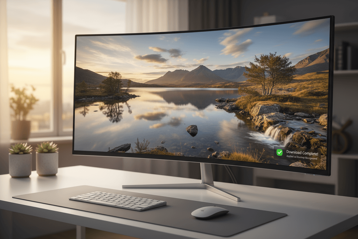 바탕화면 배경으로 설정된 풍경 사진, 방금 다운로드된 것처럼 보입니다.