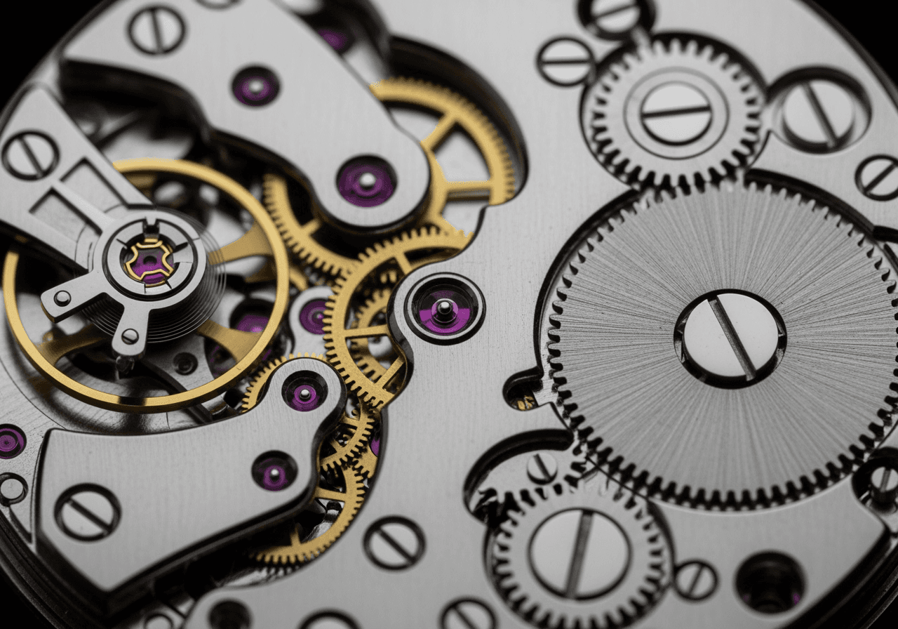 A hyperrealistic macro photo of intricate watch gears, symbolizing precision and detail.