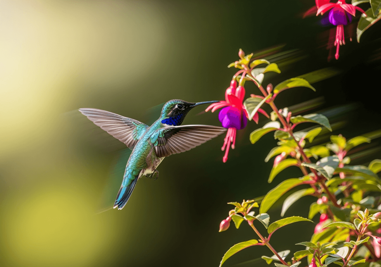A hummingbird in motion blur, representing high-speed, high-quality cinematic video generation.