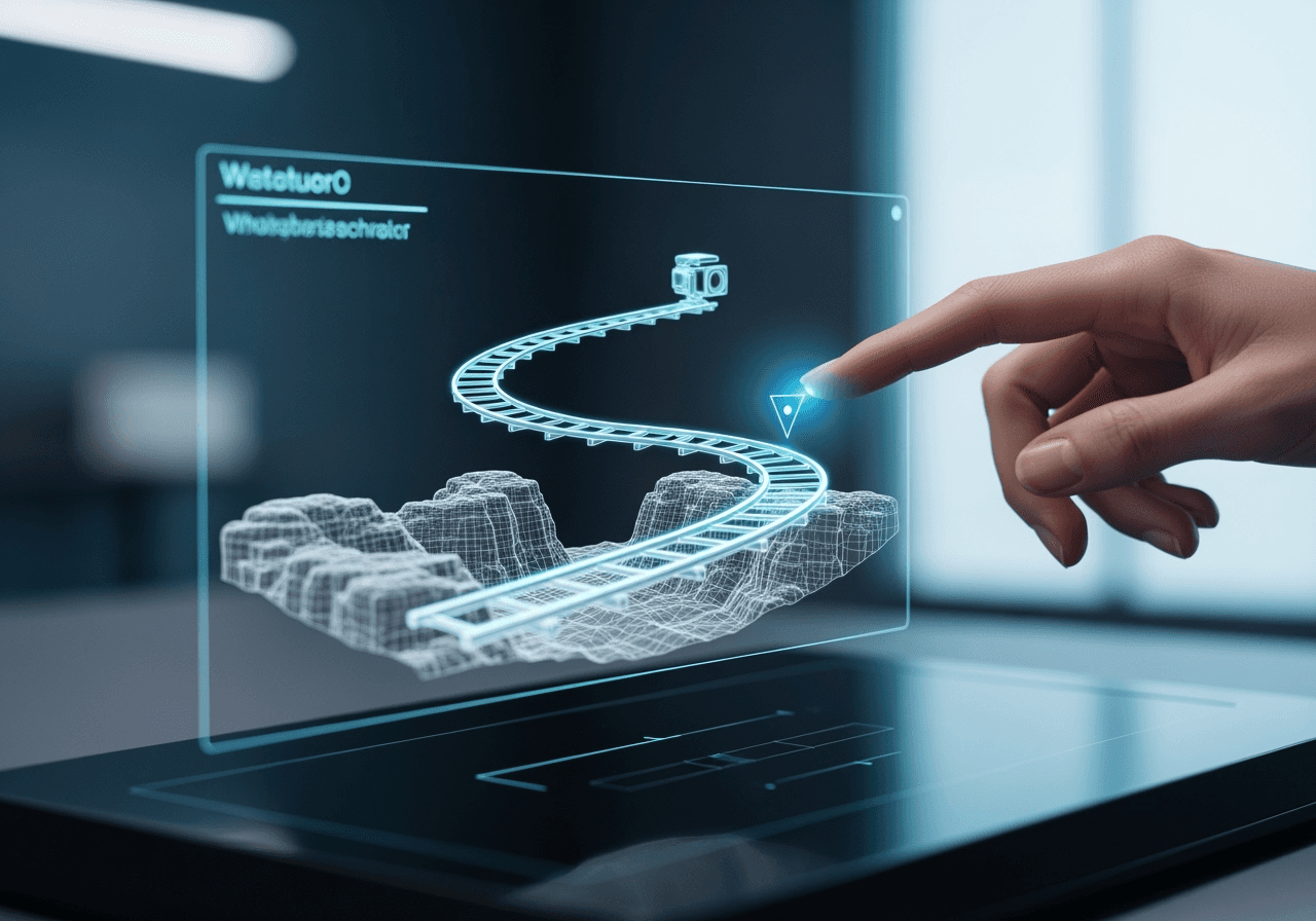 A hand manipulating a holographic interface for precise AI video motion control.