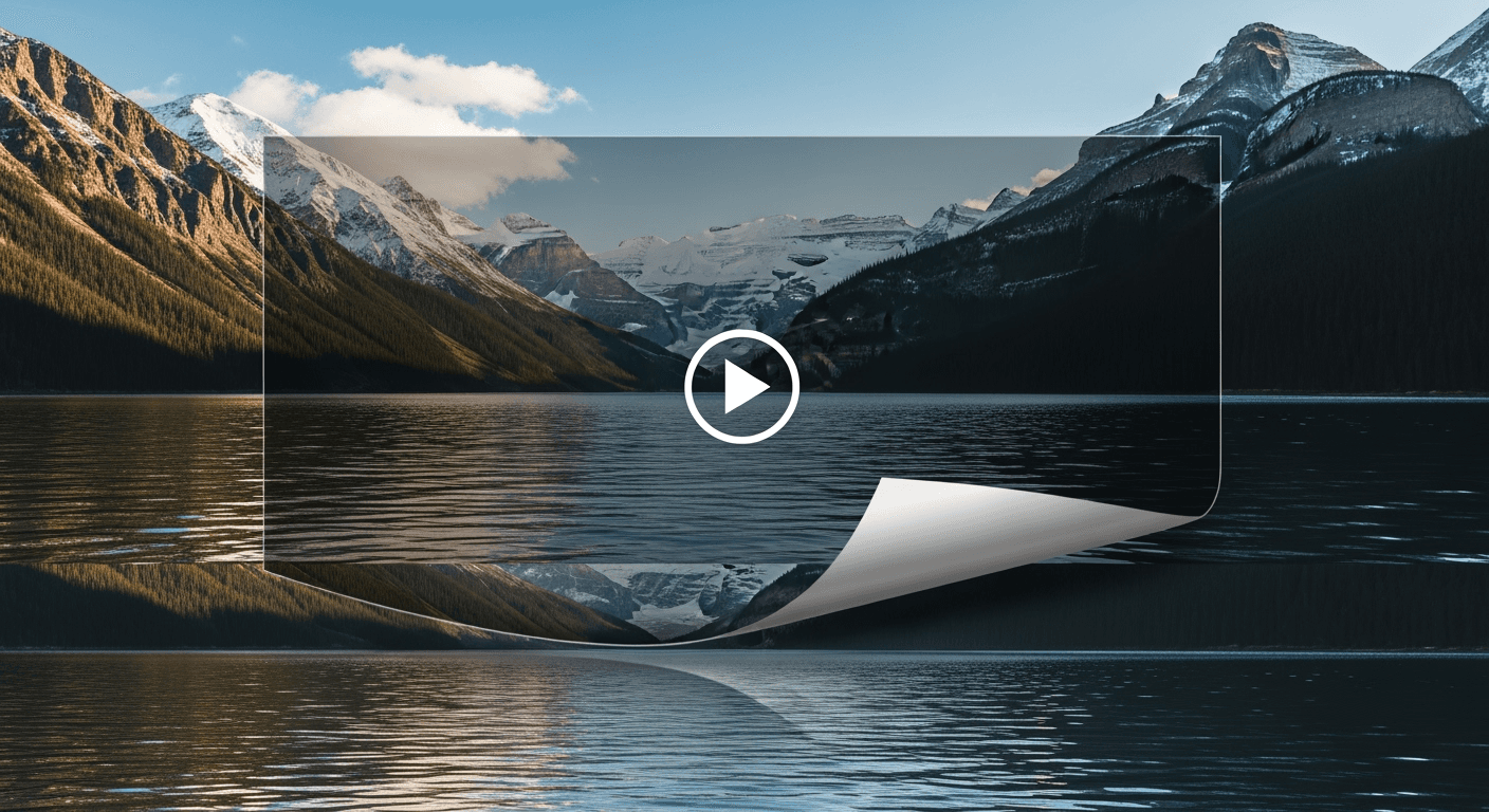 A static photograph of a landscape transforming into a dynamic, moving video, symbolizing AI-powered animation.