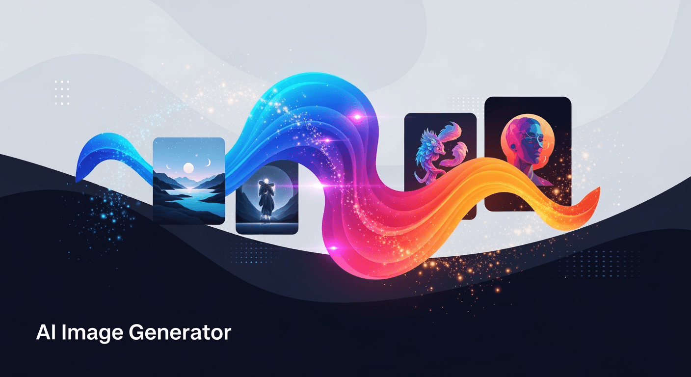 A vibrant graphic showing the creative flow of the Ideogram V3 AI image generator, connecting diverse art styles with a ribbon of color.