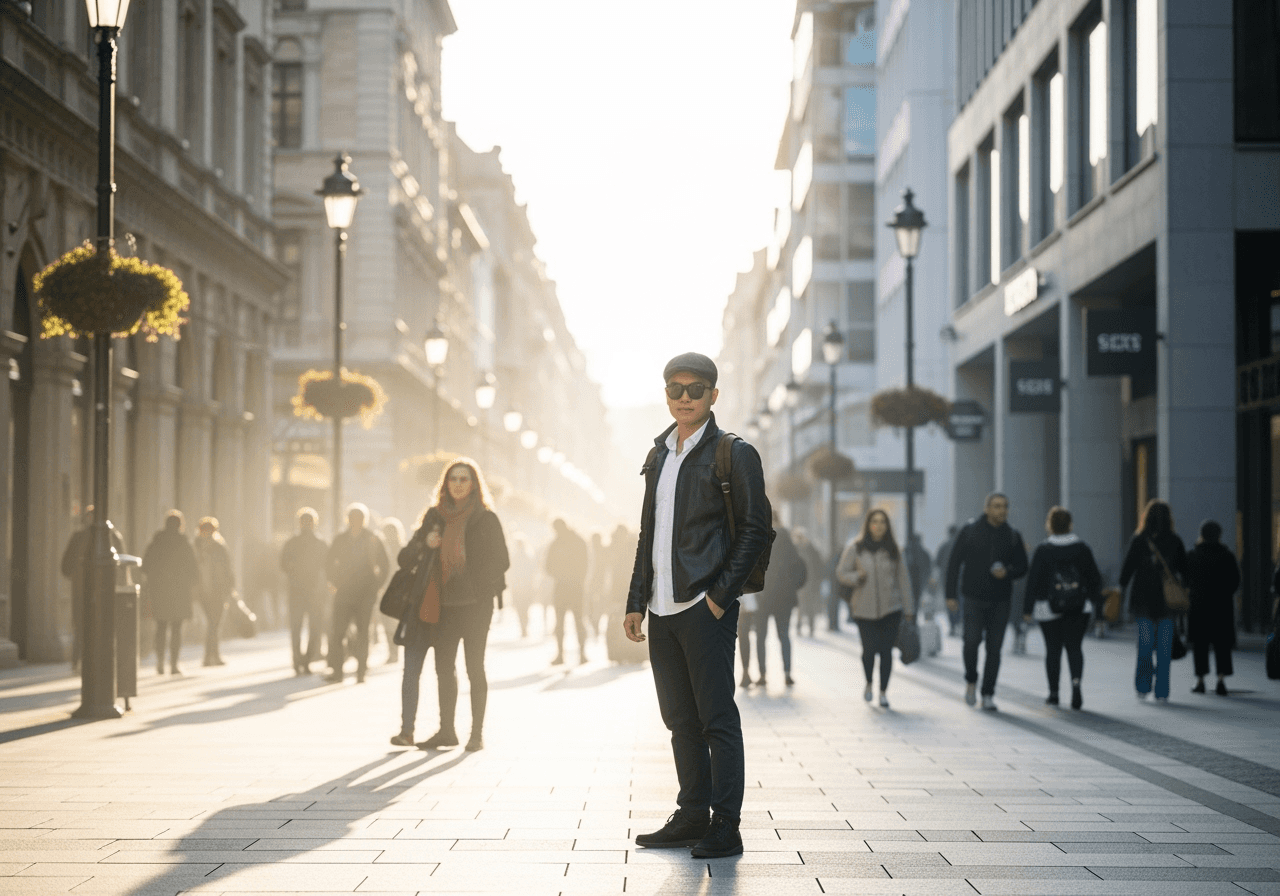 An image demonstrating unwanted people being seamlessly removed from a crowded travel photograph.