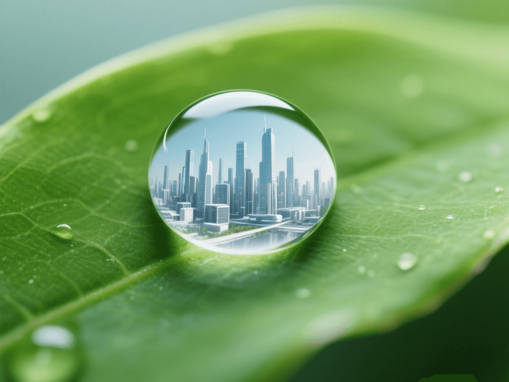 A macro photo of a water droplet reflecting a detailed city, representing the overwhelming realism of AI video generation.