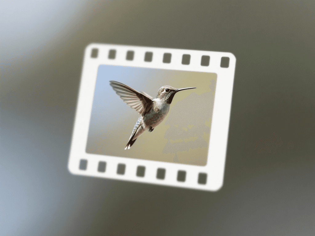 A single, perfect film frame showing a detailed image, representing high-quality, watermark-free output.