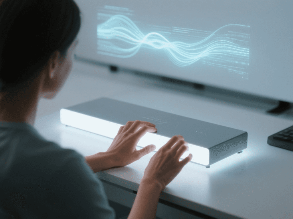 A user interacting with a clean, modern interface to generate AI video content easily.