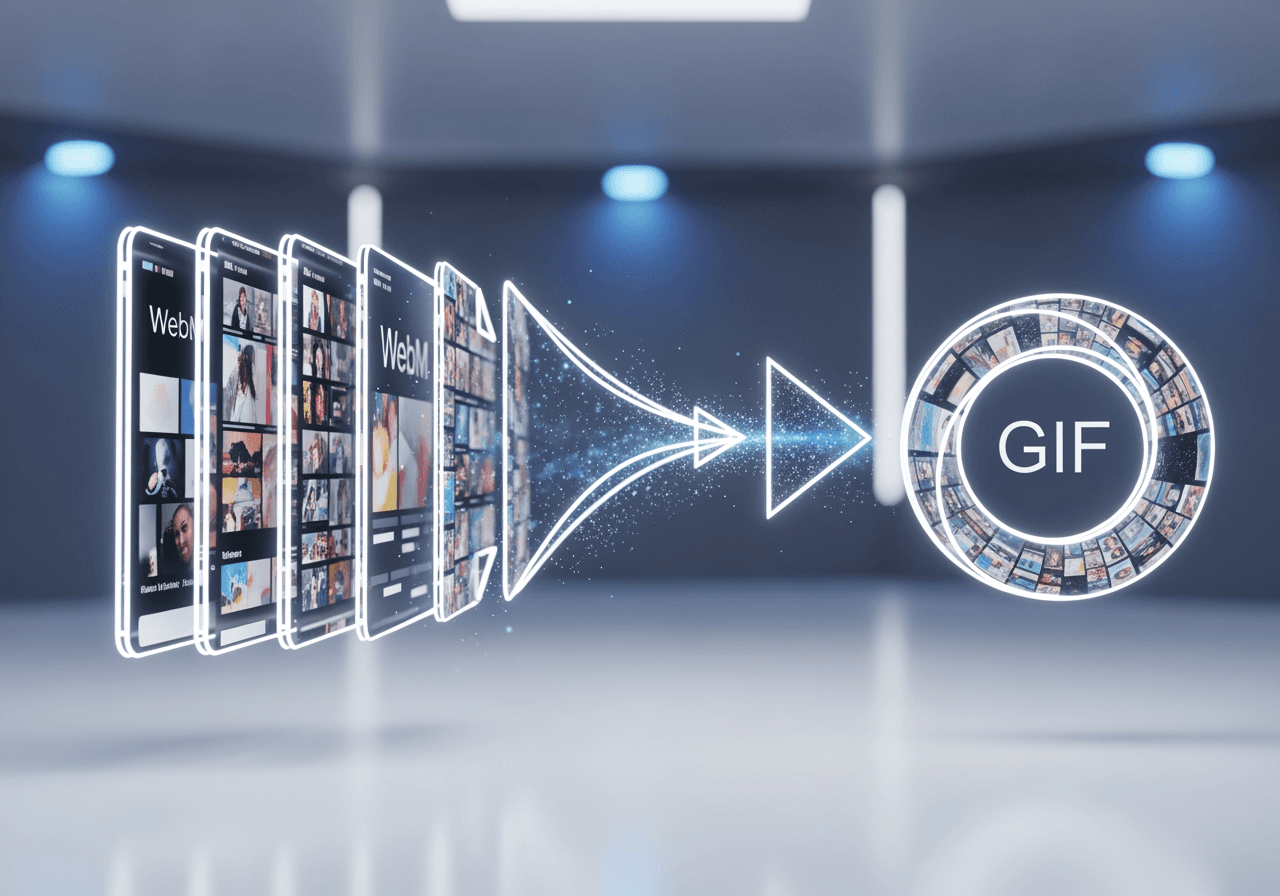 Rappresentazione astratta di fotogrammi video digitali che si trasformano in un loop di animazione fluido