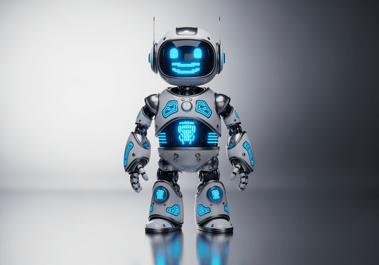 미래지향적이고 친근한 3D AI 로봇 에이전트 아바타