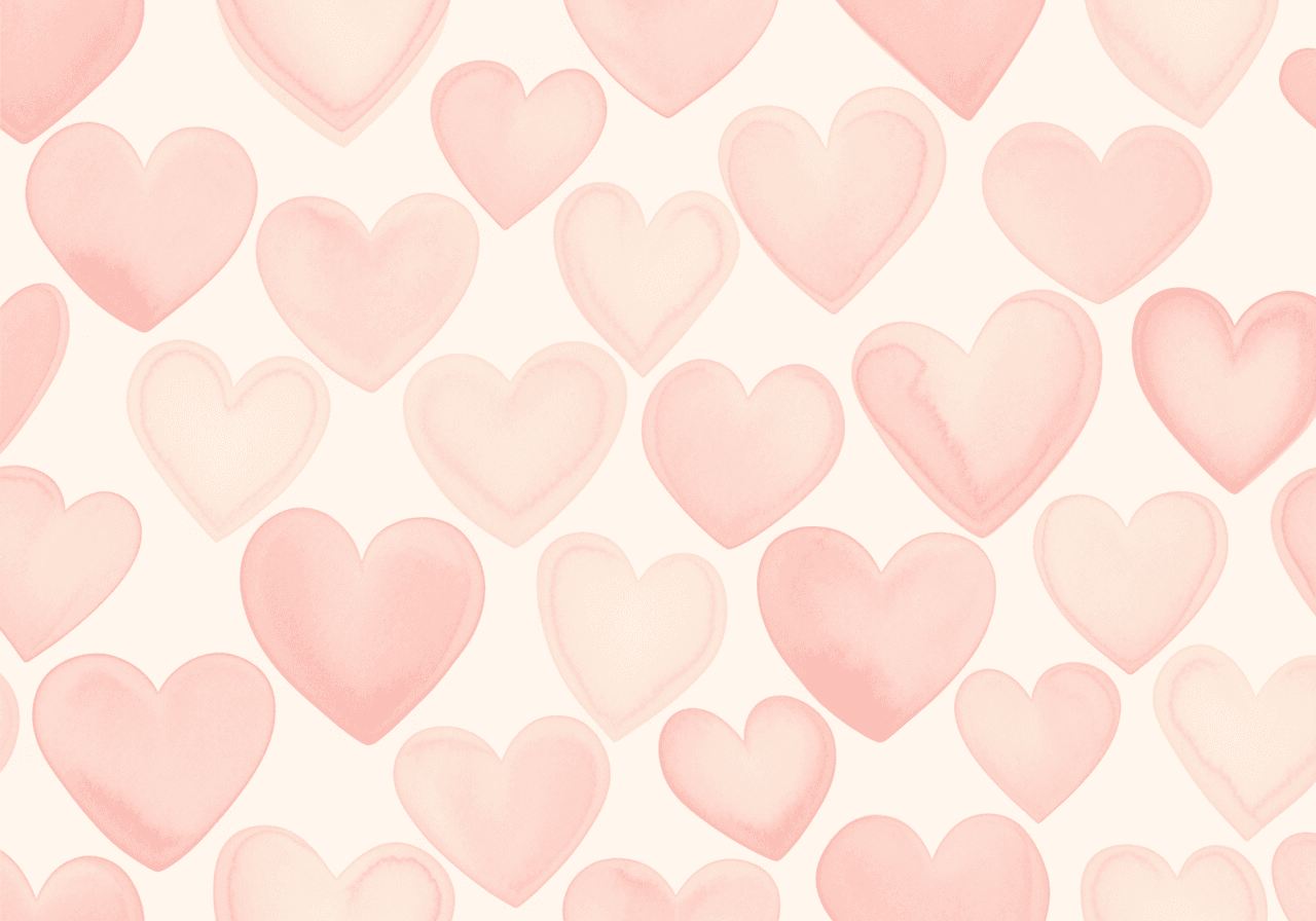 Fundo de papel de parede com padrão de corações rosa suaves em estilo aquarela
