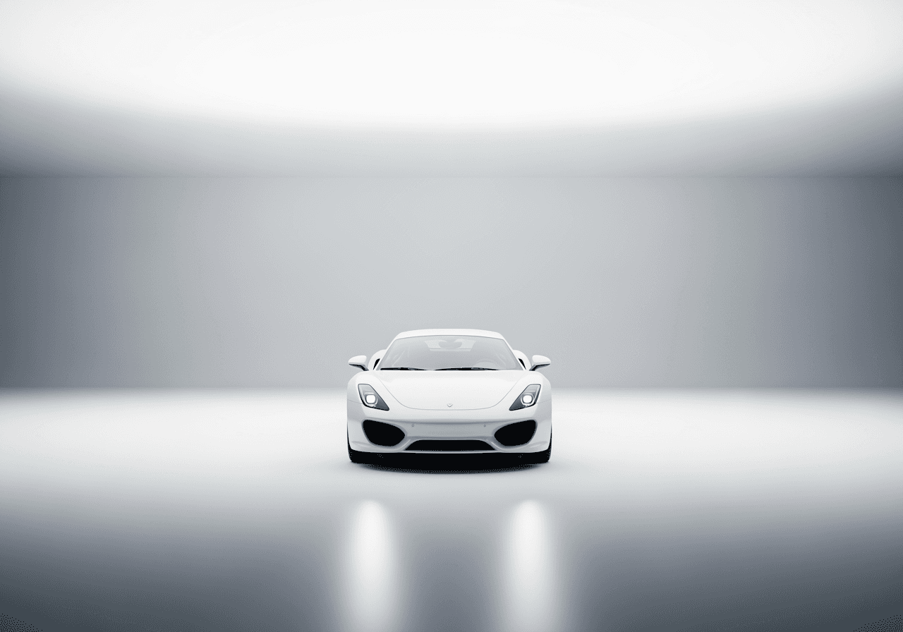 Saubere Studioaufnahme eines modernen weißen Sportwagens
