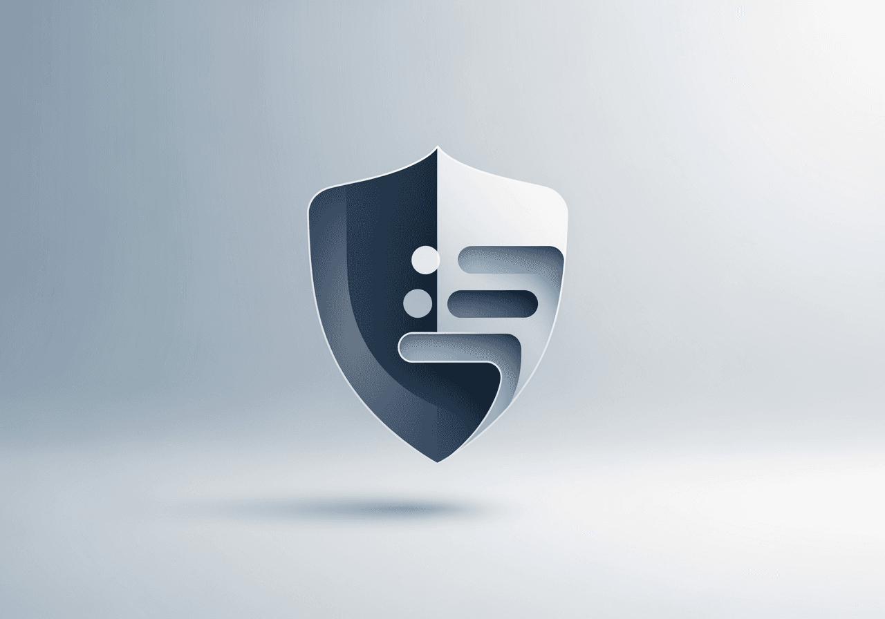 Abstract shield and following list icons harmonizing to symbolize social media privacy.