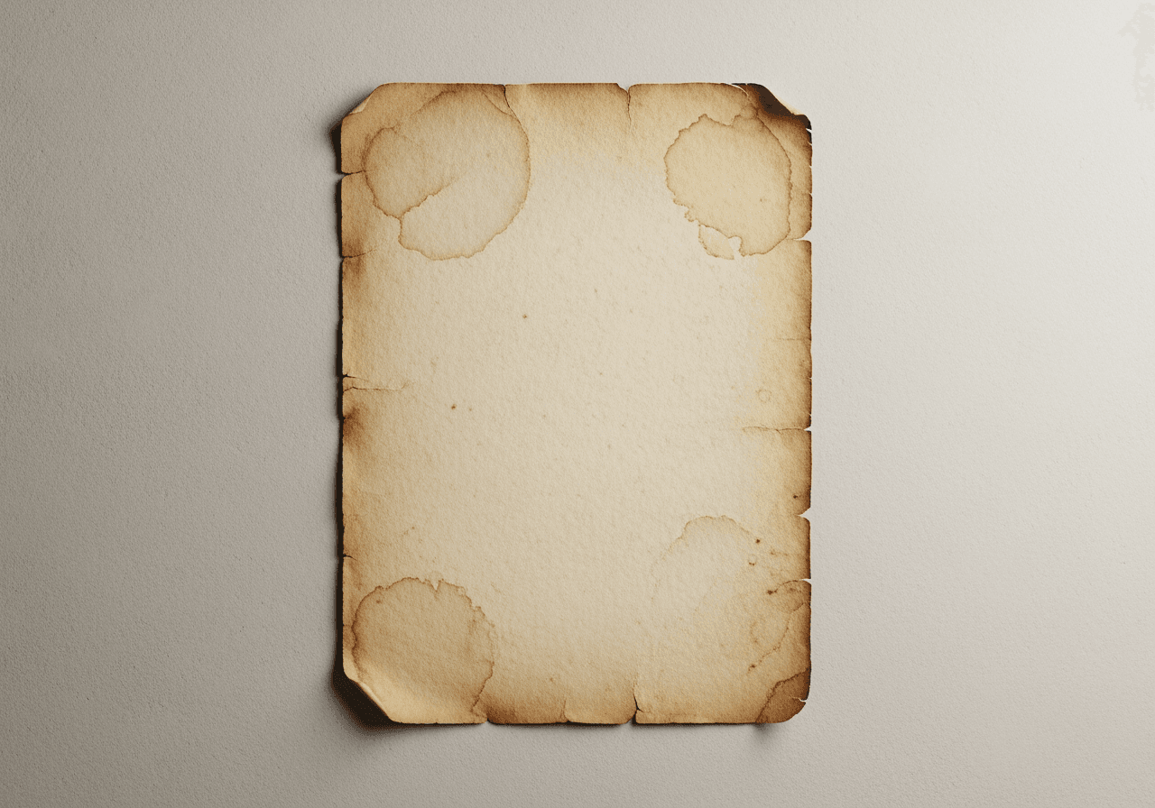 Pergaminho vintage com manchas de chá e bordas envelhecidas