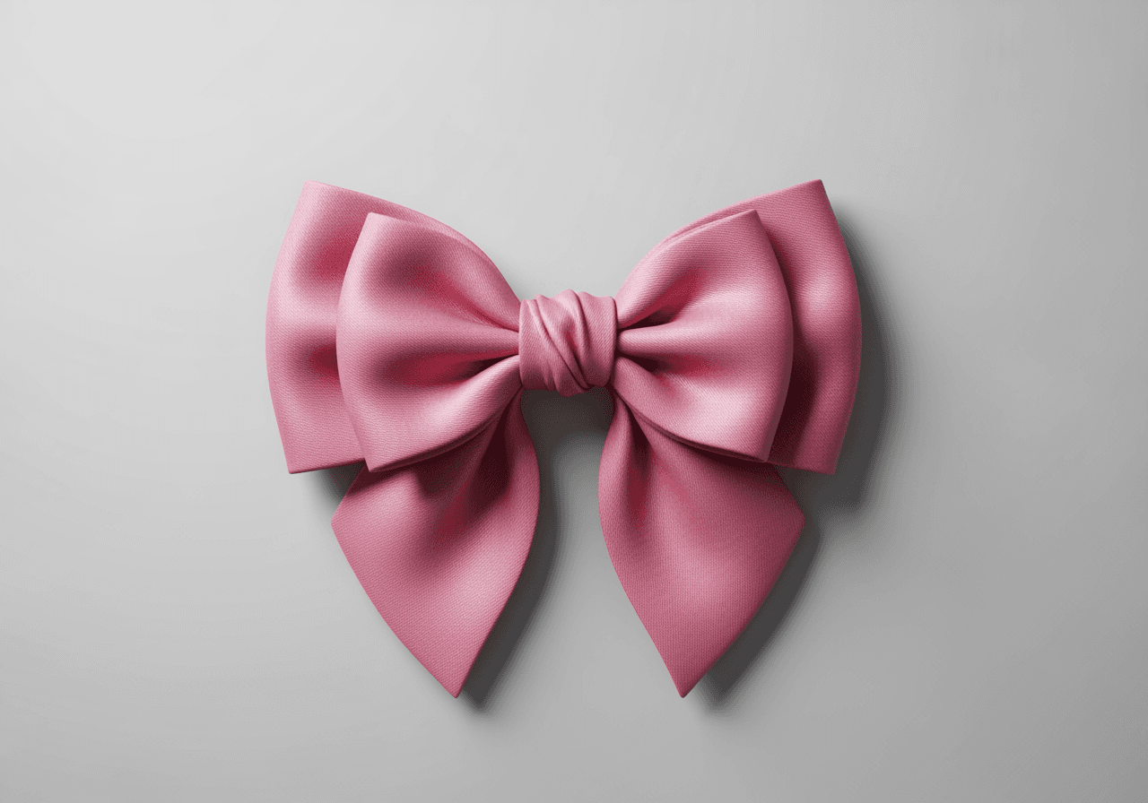 Imagen de primer plano de alta calidad de un lazo rosa de satén perfectamente atado