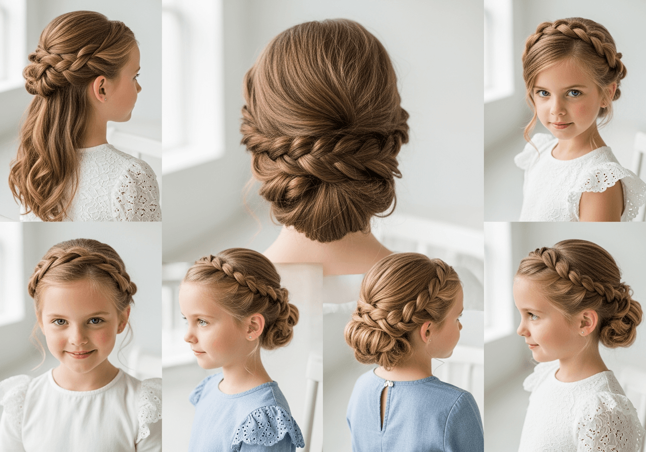 様々なヘアスタイルをした多様な少女たちのコラージュ