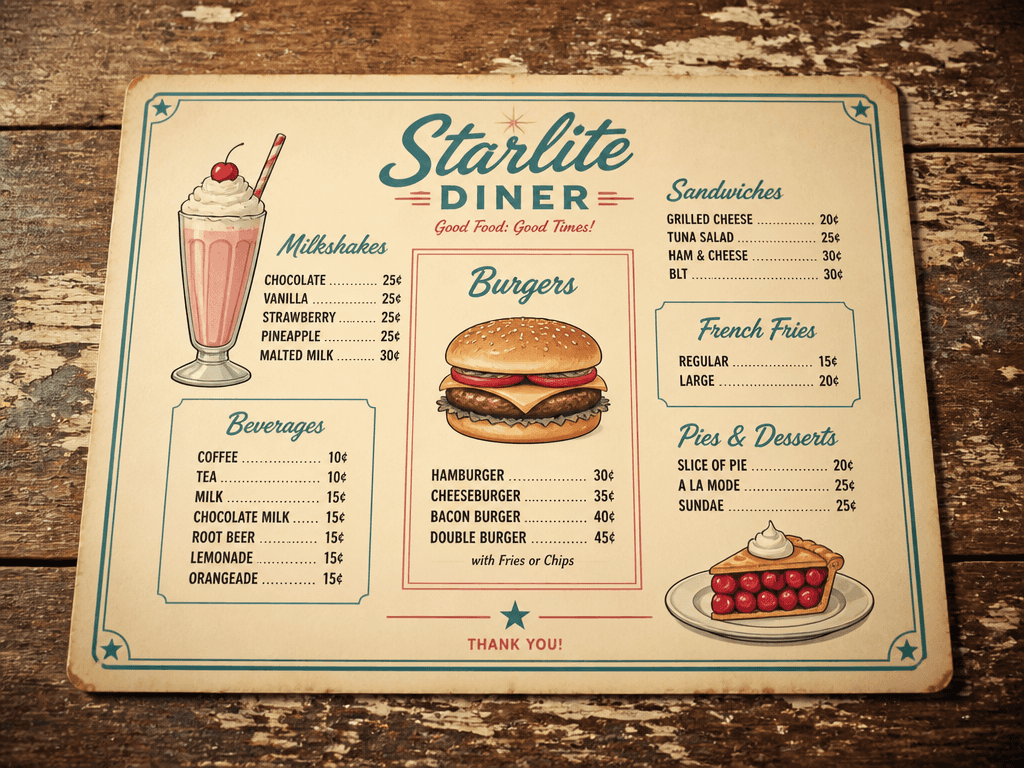 Retro Menu Card