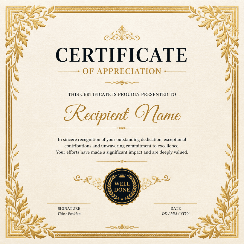 Certificate of Appreciation