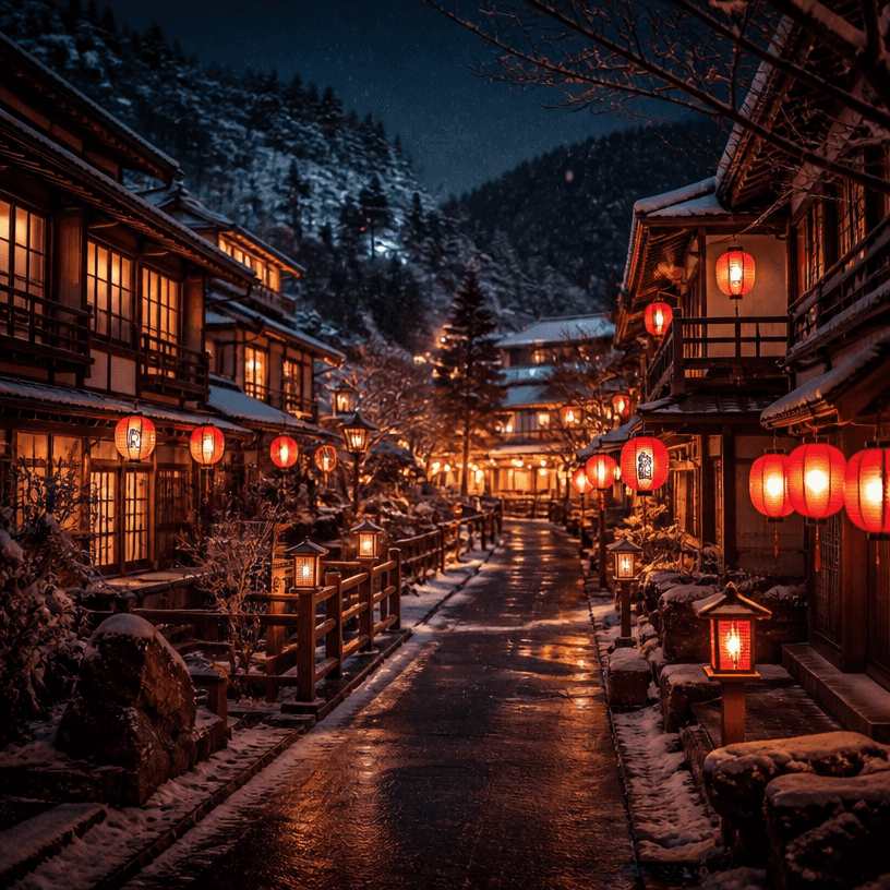 hot spring village background photo