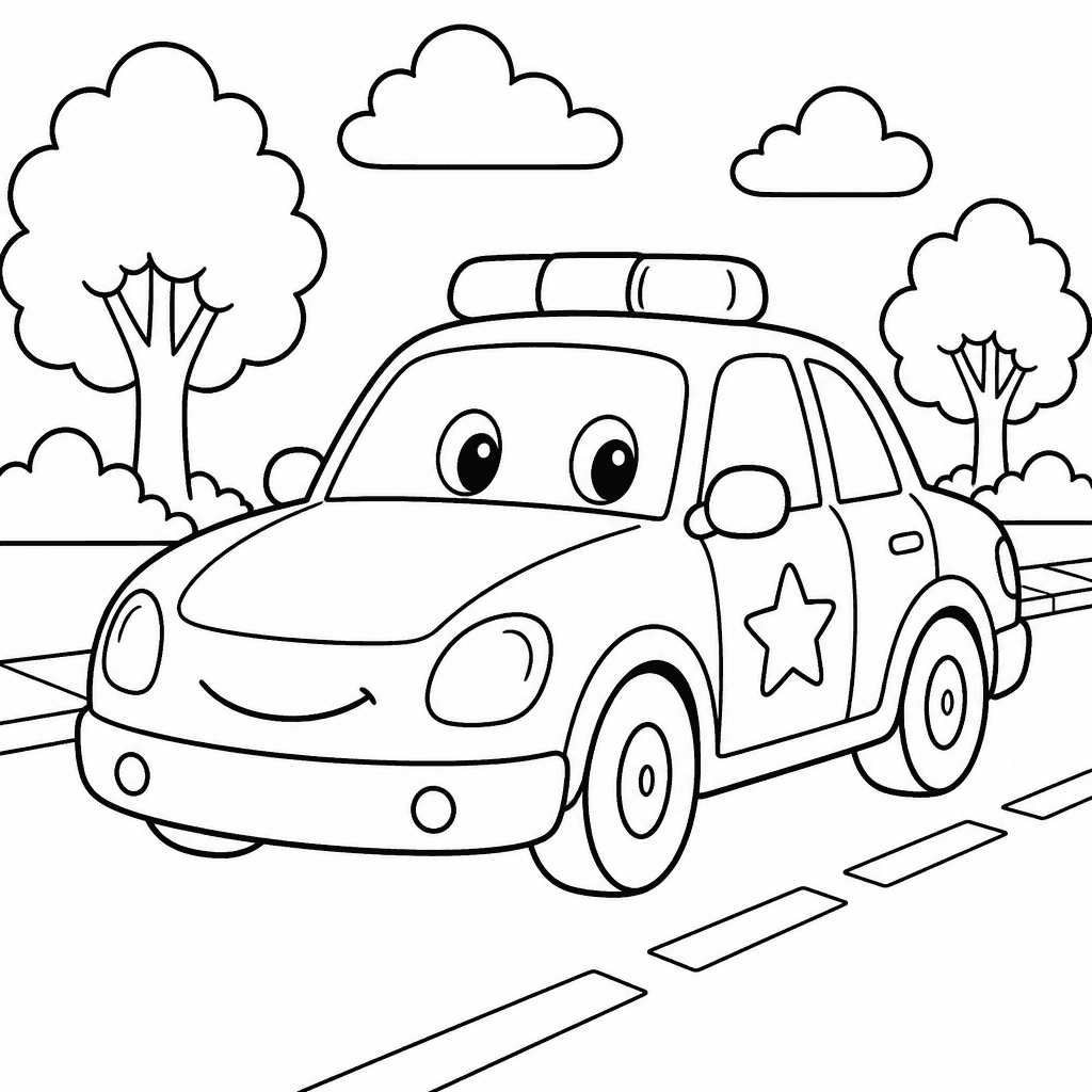 Police Car Coloring Page