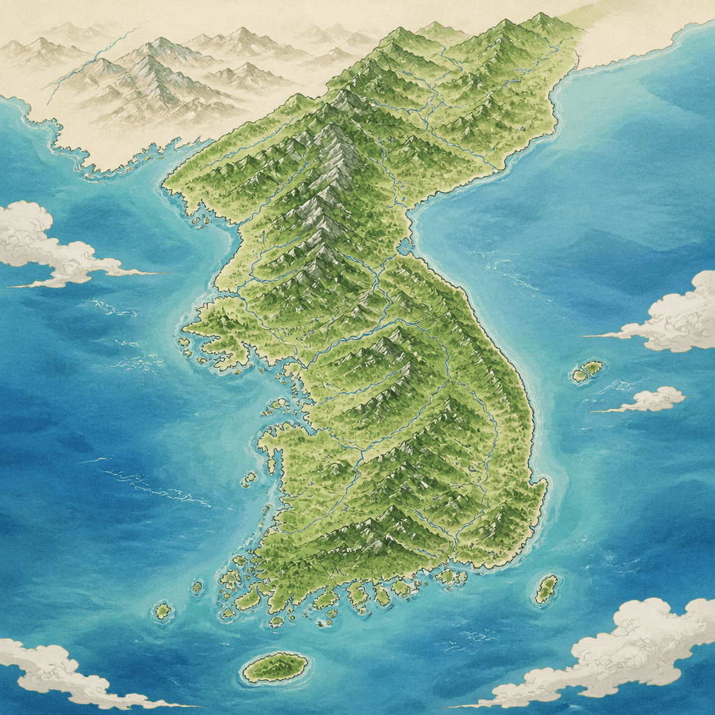 Korean Peninsula Map Illustration