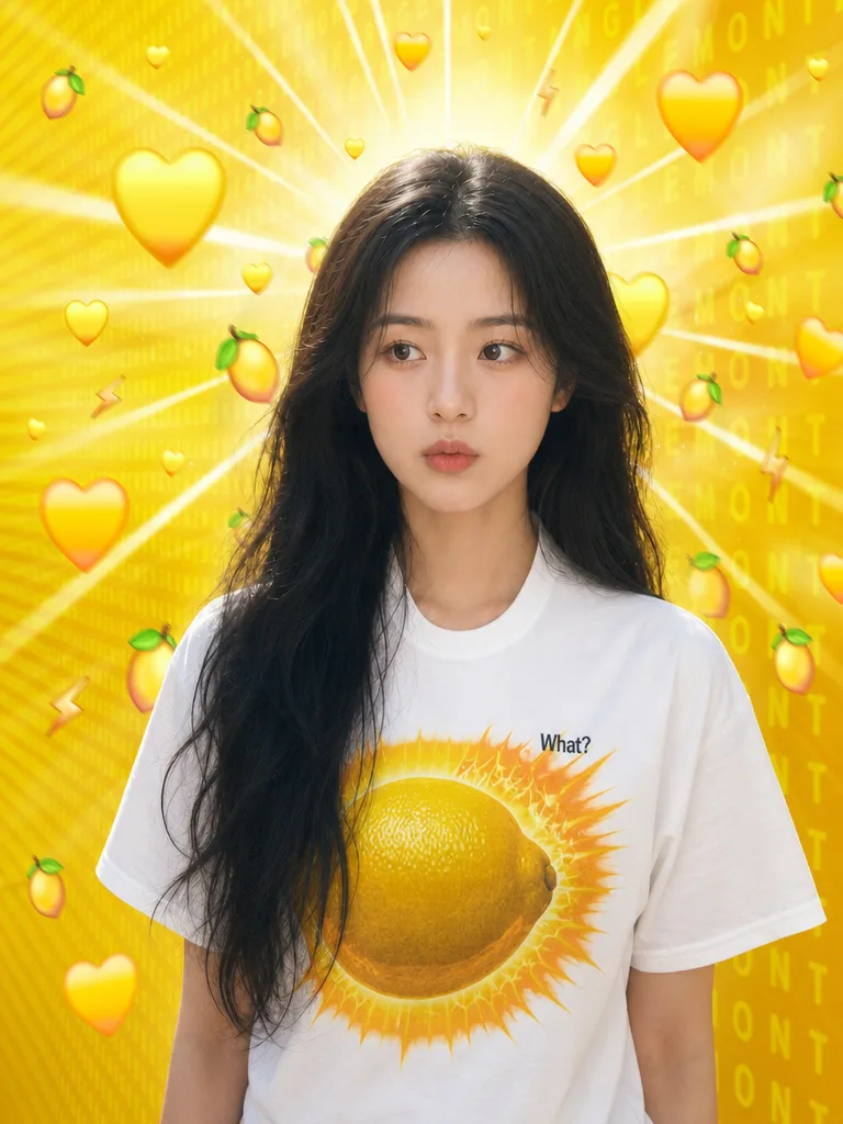레몬 밈 하트버스트 AI 필터 예시 — 캐럿 AI 포토부스