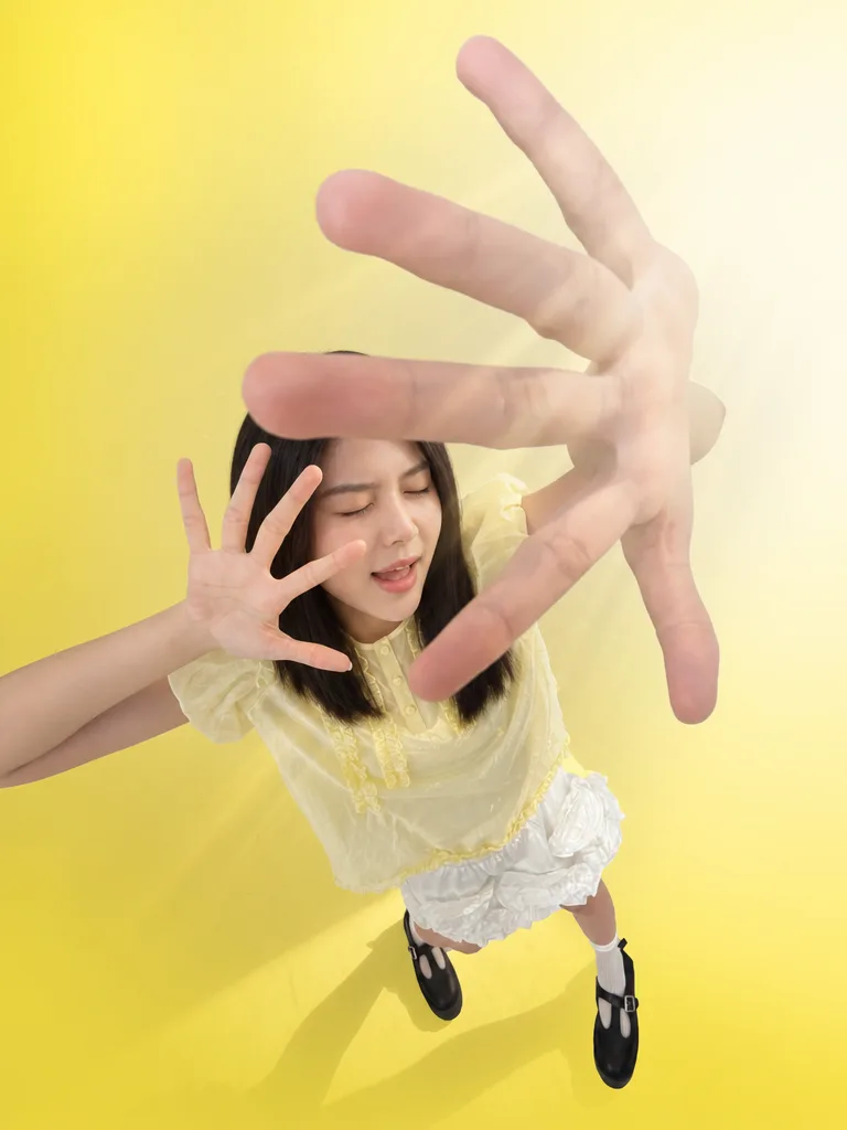 광각 리액션 셀카 AI 필터 예시 — 캐럿 AI 포토부스