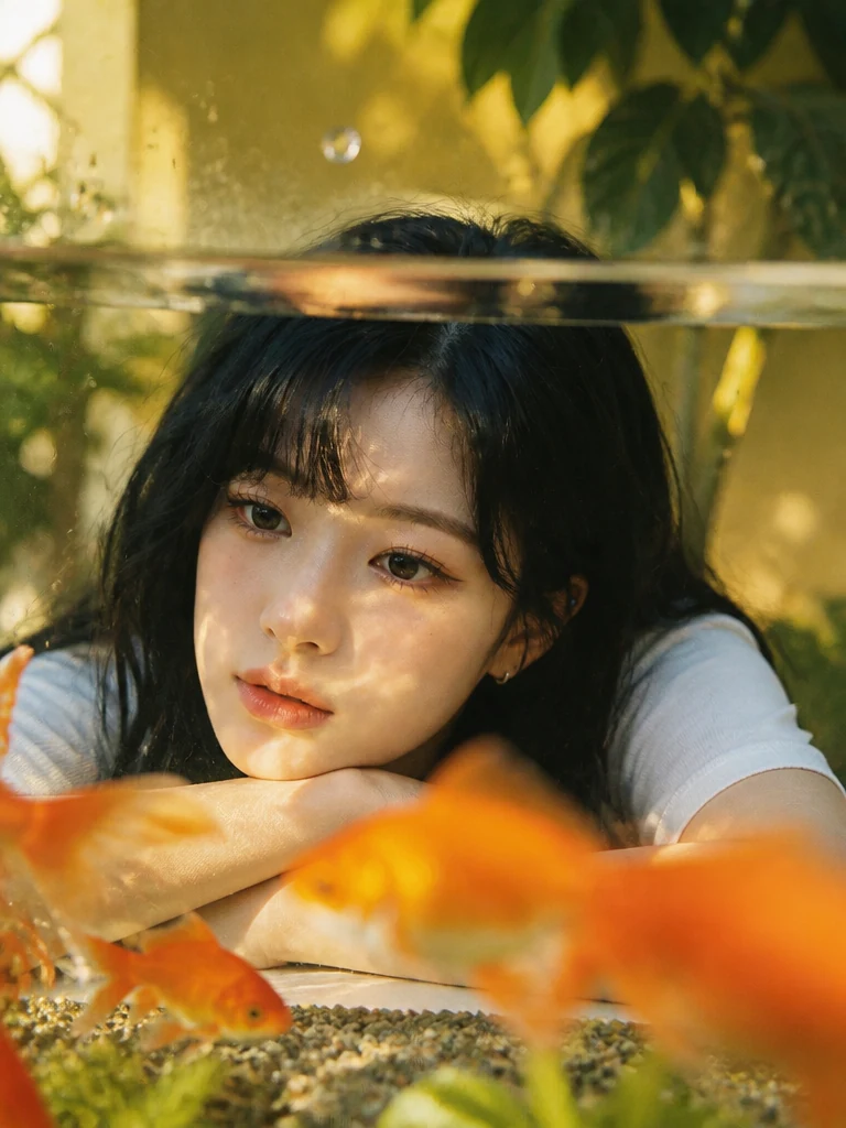 금붕어 어항 AI 필터 예시 — 캐럿 AI 포토부스