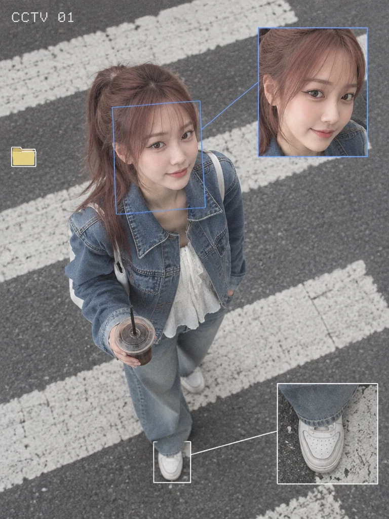 CCTV에 찍힌 나 AI 필터 예시 — 캐럿 AI 포토부스