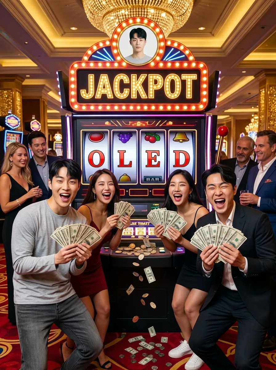 'Hit the Jackpot' 커스텀 필터 결과물 — 삼성디스플레이 CES 2026 VIP 행사