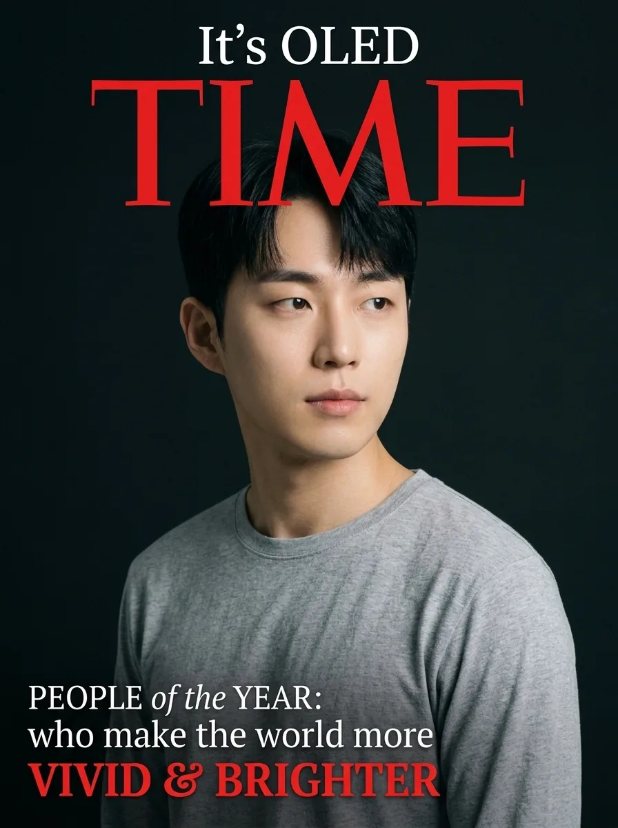 'People of the Year' 커스텀 필터 결과물 — TIME 표지 컨셉 'It's OLED TIME', 삼성디스플레이 한강 유람선 VIP 행사